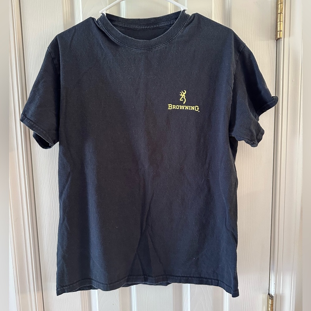 Browning Buckmark USA Flag Graphic T-Shirt Black Cotton Size M